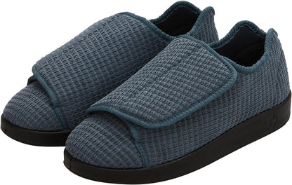 Silverts Men’s Adaptive Clothing Easy Closure Slippers, Adjustable Wide Fit Shoes for Elderly, Nursing Home & Assisted Dressing