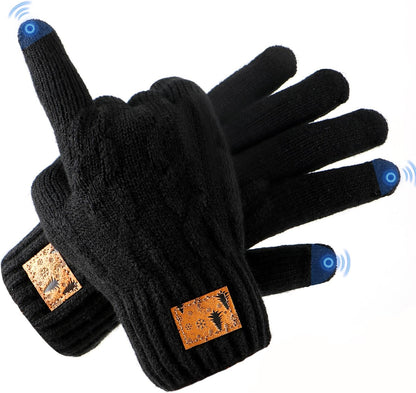 1 Pairs Winter Gloves for Men Women, Upgraded Touchscreen Gloves, Cold Weather Thermal Wool Warm Knit Glove