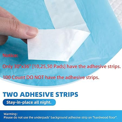 Bed Pads with Adhesive Strip 30"x36" Thicken Elderly Adults Incontinence Underpads Disposable,Heavy Duty Absorbent Chucks Waterproof,XL Extra Large Puppy Pee Training Pad25 Pads