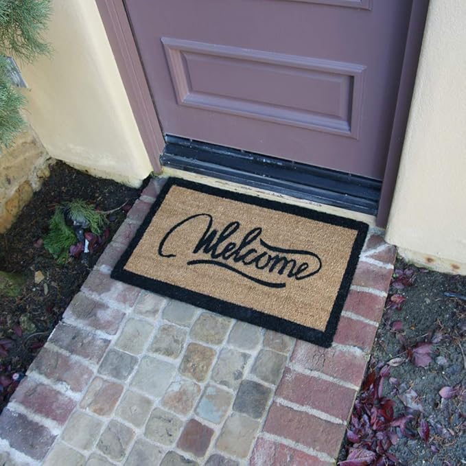 Rubber-Cal "Modern Ribbon Script AiCoir Welcome Mat 15mm X 18" X 30"