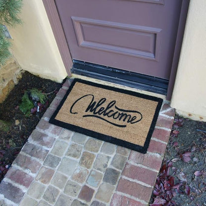 Rubber-Cal "Modern Ribbon Script AiCoir Welcome Mat 15mm X 18" X 30"