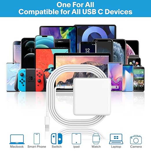 Mac Book Pro Charger - 118W USB C Fast Charger Power Adapter Compatible with MacBook ProMacBook Air 16 15 14 13 Inch, M1 M2 M3 M4, New iPad Pro and All USB C Device, Charge Cable 6.6ft