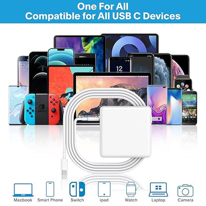 Mac Book Pro Charger - 118W USB C Fast Charger Power Adapter Compatible with MacBook ProMacBook Air 16 15 14 13 Inch, M1 M2 M3 M4, New iPad Pro and All USB C Device, Charge Cable 6.6ft