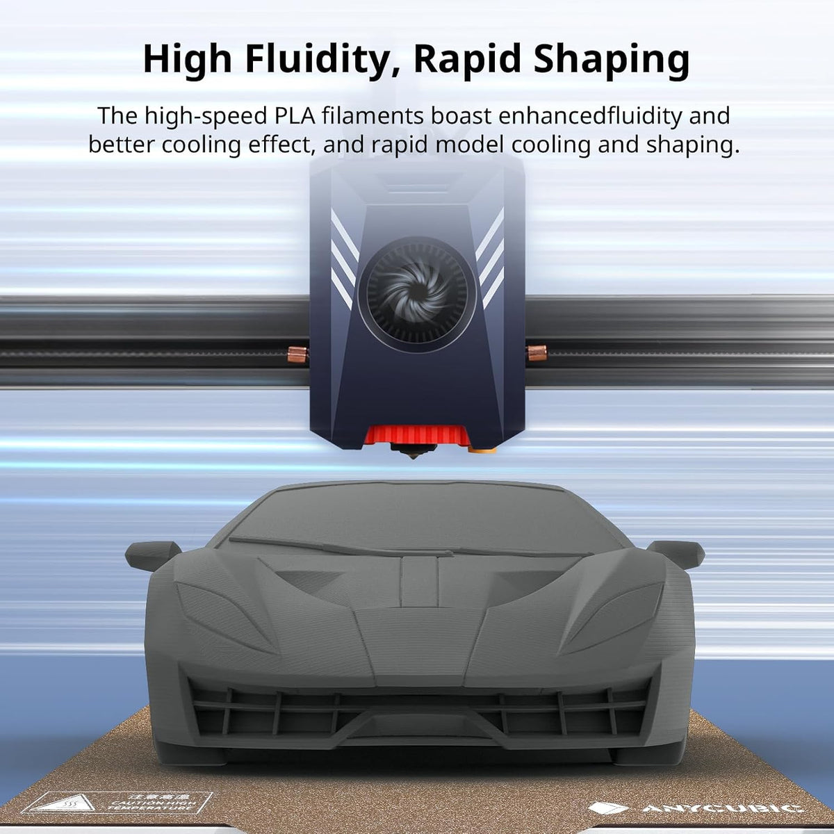 ANYCUBIC High Speed 3D Printer Filament 1.75mm, Print Up to 10X Faster, Rapid PLA Filament with High Prints Quality, Dimensional Accuracy +/- 0.02mm, Fit Most FDM 3D Printers, 1KG Spool, Texture Grey
