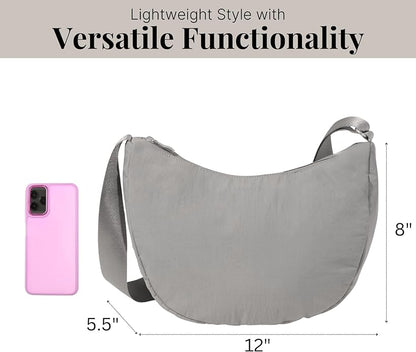 Baggallini Swift Crescent Crossbody Bag for Women - Lightweight 12"x8" Travel Purse Handbag