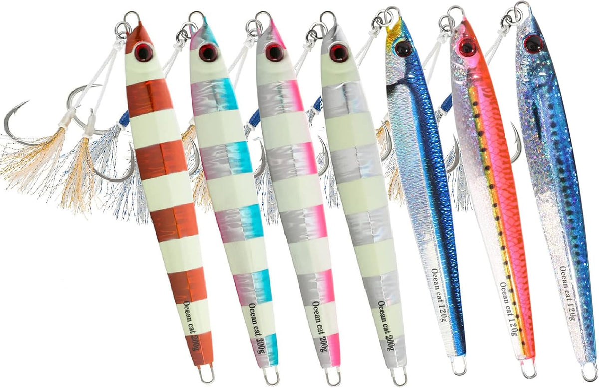 Lead Metal Flat Slow Fall Pitch Fishing Jigs Lures Sinking Vertical Jigging Bait 120g (set of 4)