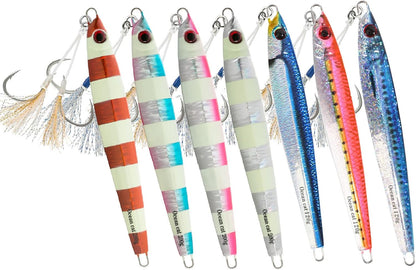 Lead Metal Flat Slow Fall Pitch Fishing Jigs Lures Sinking Vertical Jigging Bait 120g (set of 4)