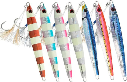 Lead Metal Flat Slow Fall Pitch Fishing Jigs Lures Sinking Vertical Jigging Bait 120g (set of 4)