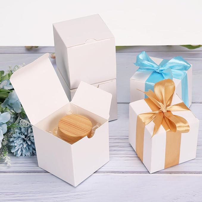 Calenzana 3x3x3 Inches Small Gift Box with lids, 100 Pack White Gift Boxes Bridesmaid Proposal Box for Candy Crafting Wedding Party Favor Birthday Gift Boxes