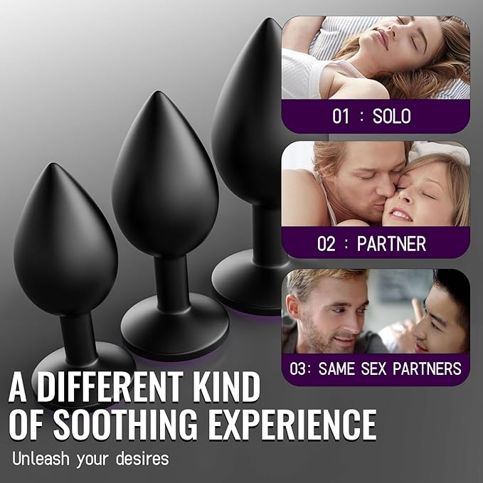 Date Night Gift for Lover Portable Silicone 3 Pcs Butt Relaxing Plug Adult Toy for Couple Anales Training Set for Women Men Game Sunglasses KL01