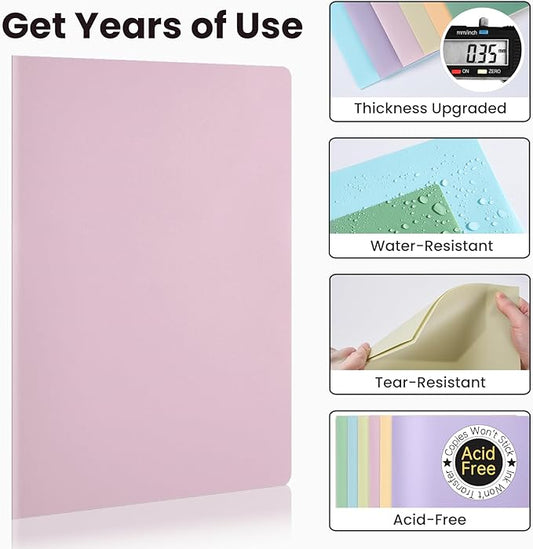 Soooez 6Pack Folders with Pockets, Pastel Colors, Heavy Duty Pocket Folders, Plastic Folders with Pockets, 2 Pocket Folders Bulk, Aesthetic File Folders, Back to School Office Filing Supplies