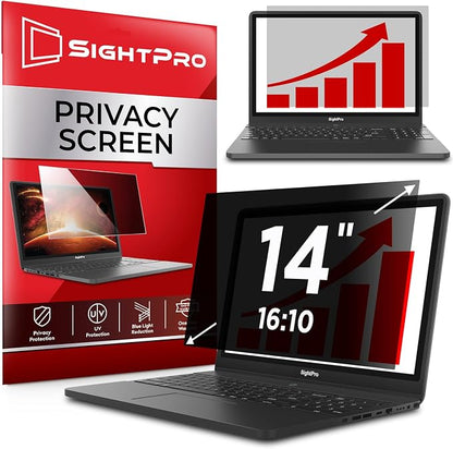 SightPro privacy screen filter blocks side views, reduces glare, and is easy to install on most laptops.