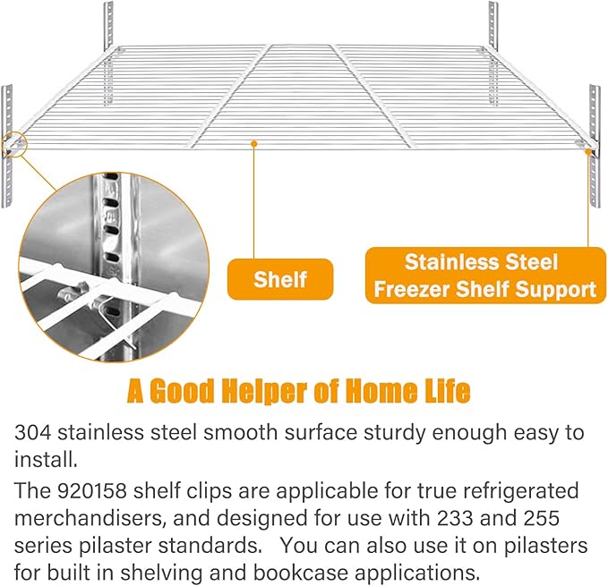 920158 Freezer Shelf Clip,Stainless Steel Shelf Clip for Refrigerator,Freezer Cooler Shelf Support,Replacement Shelf Square Buckles Clips (16)