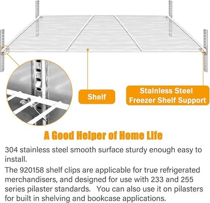 920158 Freezer Shelf Clip,Stainless Steel Shelf Clip for Refrigerator,Freezer Cooler Shelf Support,Replacement Shelf Square Buckles Clips (16)