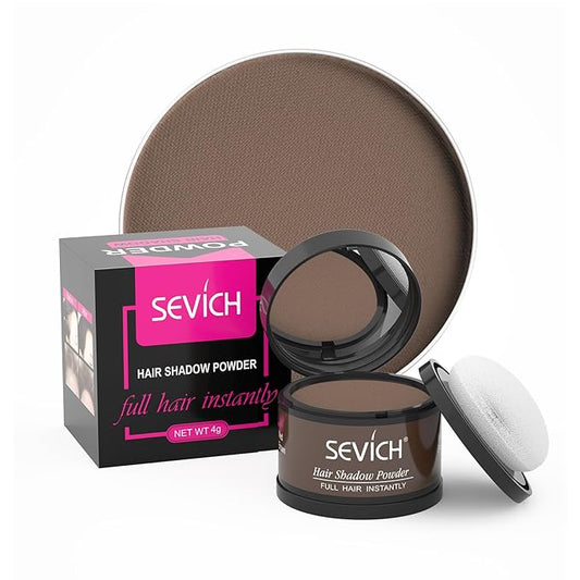 Sevich Hairline Powder, Instantly Conceals Hair Loss, Root Touch up Powder, Hair Shadow Toppers for Women & Men, Touch Up for Thinning Gray Hair, Windproof & Sweatproof(Medium Brown)