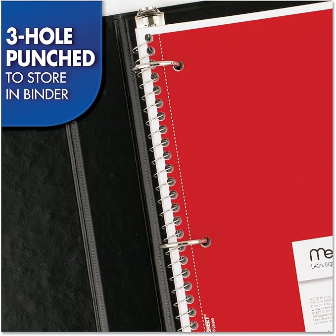 Mead Spiral Notebooks, 6 Pack, 1 Subject, College Ruled Paper, 7-12" x 10-12", 70 Sheets per Notebook, Color Will Vary (73065)