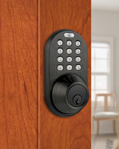 MiLocks TF-02OB Digital Deadbolt Door Lock with Electronic Keypad for Exterior Doors, Oil Rubbed Bronze