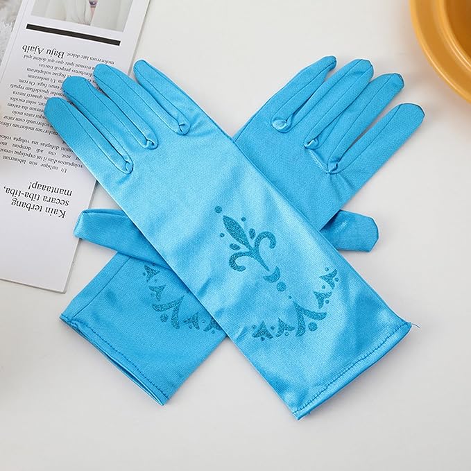 4Pcs Princess Dress Up Accessories, Elsa Dress Up Party Accessories Set for Princess Costume Elsa Crown Wand for Girls