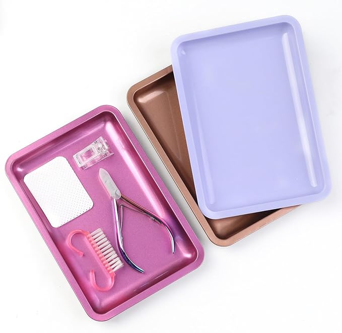 Nails Art Equipment Plate Stainless Steel Jewelry Tray False Nails Dish Cosmetic Tool Organized for Salon and Home Use