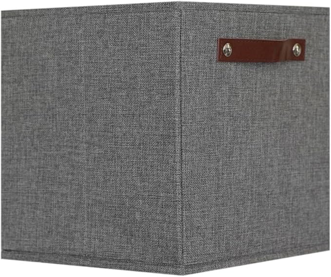 MBETA Pure Color Thickened Linen Storage Basket Fabric Clothes Sundries Finishing Box Household Folding Storage Box Artifact