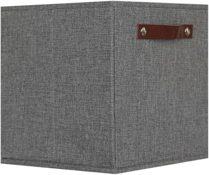 MBETA Pure Color Thickened Linen Storage Basket Fabric Clothes Sundries Finishing Box Household Folding Storage Box Artifact