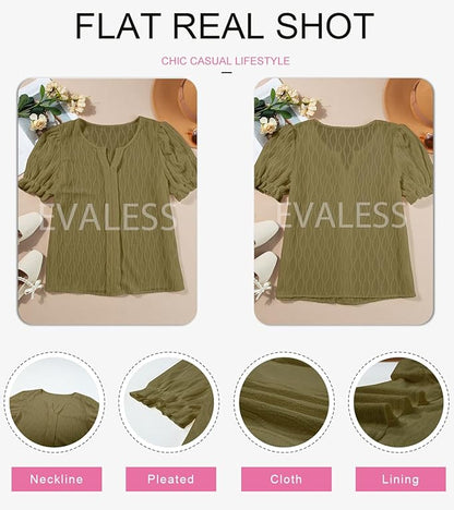 EVALESS Womens Fashion Tops Cute Puff Sleeve Blouses for Women Dressy Casual Spring Summer Clothes Outfits for 2025