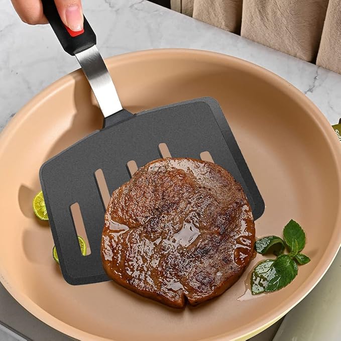Tenta tenta kitchen Silicone Fish Spatula Turner Wide Pancake Spatulas for Nonstick Cookware Pans Omelette Egg Spatula 600F Heat-Resistant Kitchen Silicone Utensils