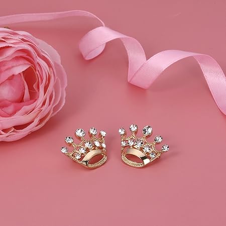LUOEM 12 Pieces Crown Brooch Pin Fashion Diamante Wedding Party Pageant Tiara Crown Corsage for Wedding Valentine's Day Supplies (Gold)