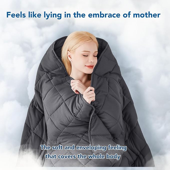 Topcee Weighted Blanket (17lbs 60"x80" Queen Size) Cooling Breathable Heavy Blanket Microfiber Material with Glass Beads Big Blanket for Adult All-Season Summer Fall Winter Soft Thick Comfort