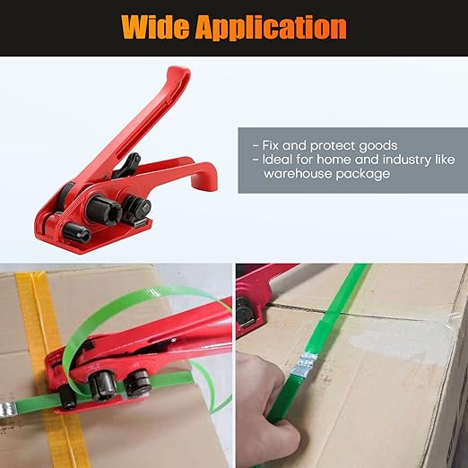Poly Strapping Tensioner & Cutter Manual Strapping Tools Heavy Duty Manual Strapping Tensioner Cutter Cord Strapping Machine Windlass for 1/2" -3/4" Width Polyester Polyproplyn Strap (Red)
