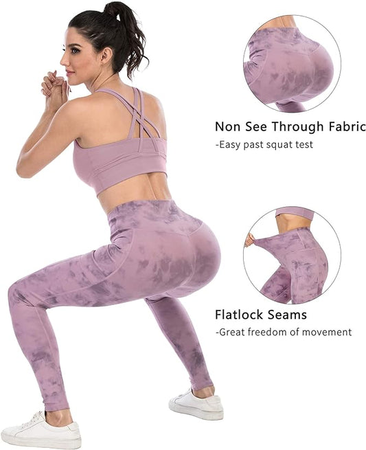 CHRLEISURE Leggings with Pockets for Women, High Waisted Tummy Control Workout Yoga Pants