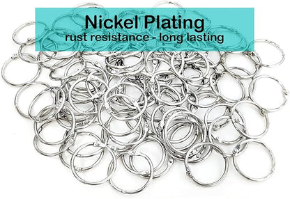 Loose Leaf Binder Rings 1 12 Inch, Metal Book Rings for Index Cards 100 Pack, Heavy Duty Nickel Plated Great for Flashcards, Home, School and Office