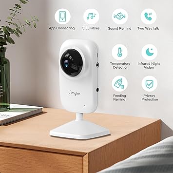 Video Baby Monitor Add-on Camera Compatible with BME28 Baby Monitor,Night Vision,1200ft Long Range,2 Way Talk,Auto Night Vision,App or Add Display Control,5 Lullabies Feeding Remind,Home Use