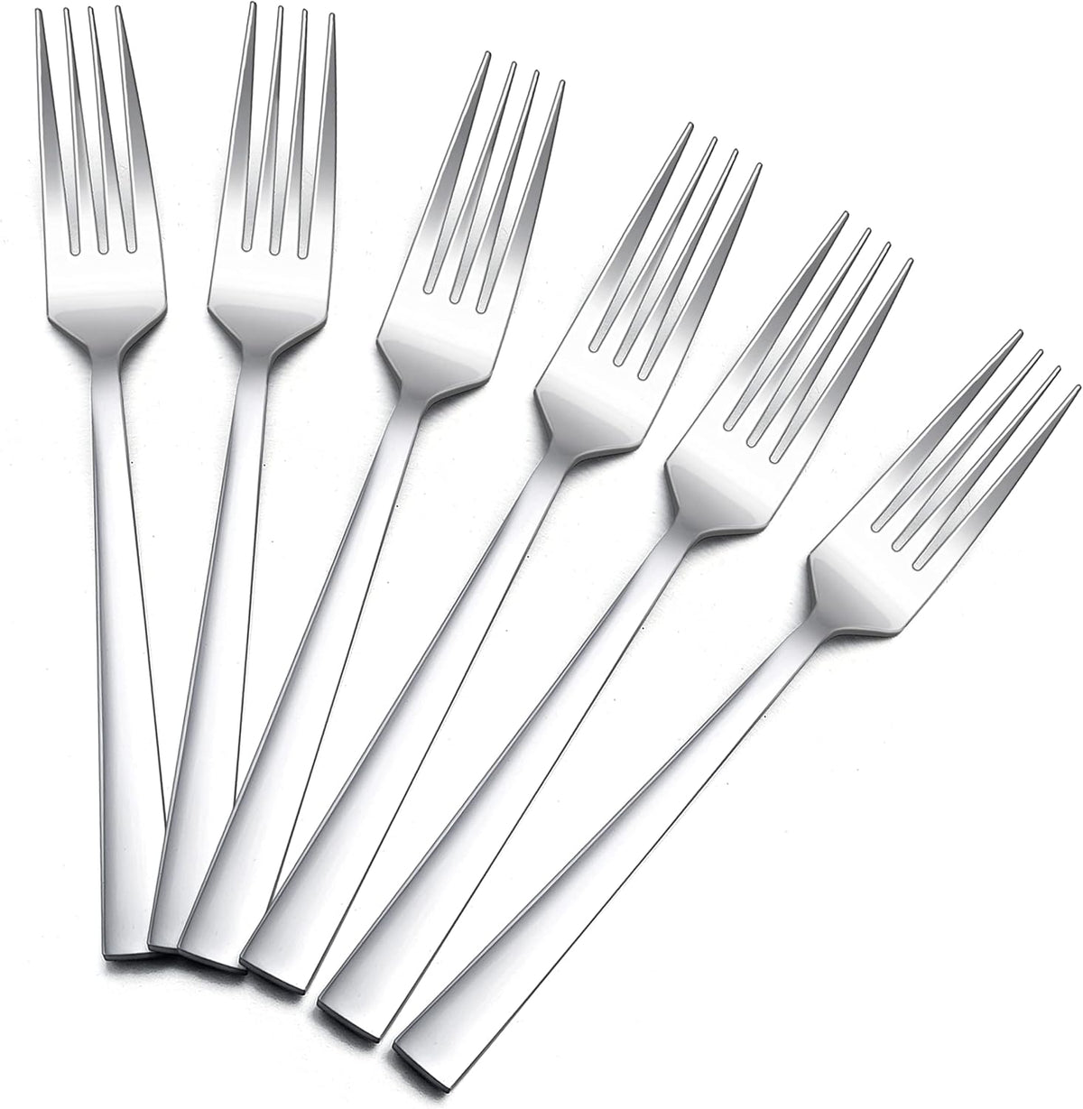 Dinner Forks Set of 8, E-far 7.9 Inch Stainless Steel Forks for Home, Kitchen or Restaurant, Non-toxic & Mirror Polished, Squared Edge & Dishwasher Safe