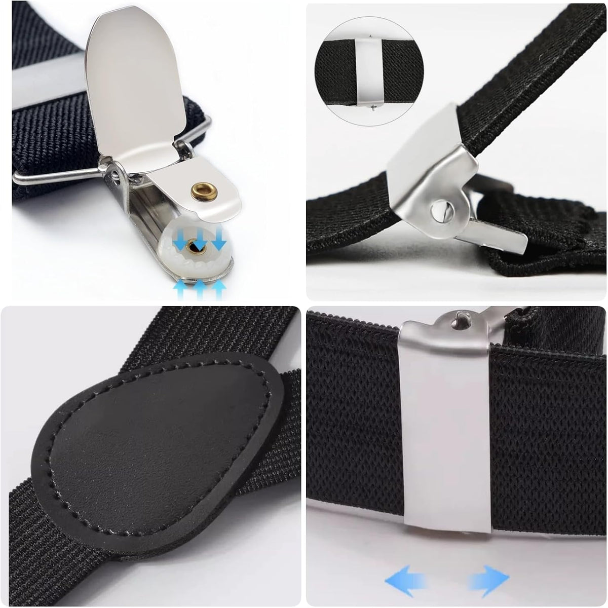 1" Mens Suspenders, 3 Strong Clips Elastic Adjustable Y-Back Suspender brace for Men