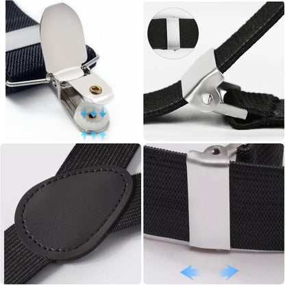 1" Mens Suspenders, 3 Strong Clips Elastic Adjustable Y-Back Suspender brace for Men