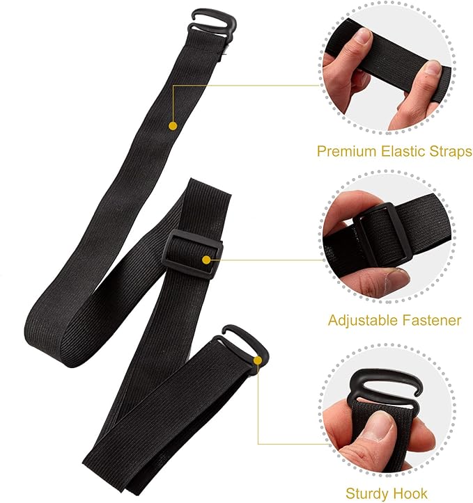 Genina 3 Pack Adjustable Elastic Straps Adjustable Bands for Recliner Sofa Covers 3 Seater Recliner Loveseat Chair Cover, Black