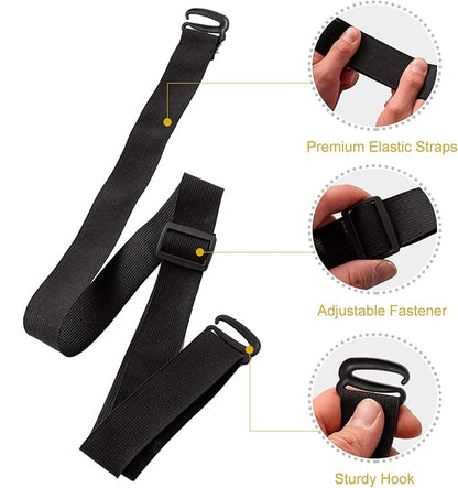 Genina 3 Pack Adjustable Elastic Straps Adjustable Bands for Recliner Sofa Covers 3 Seater Recliner Loveseat Chair Cover, Black