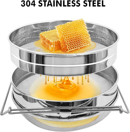 Stainless steel honey strainer, double sieve honey filter, honey extractor equipment for 5 gallon bucket honey,Beekeeping equipment tools