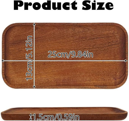 3 Pack 10 x 5 Inches Serving Platter Tray, Tray Cheese Plate Rectangular Platter for Fruit, Appetizer, Bread,Rectangular Avoid Sliding and Spilling Food (Acacia105inch)