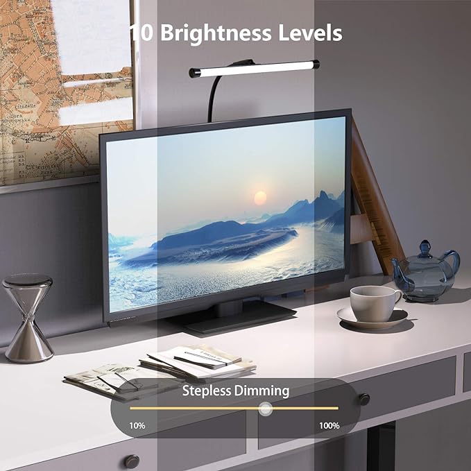 YOUKOYI LED Desk Lamp with Clamp, Flexible Gooseneck Arm Drafting Table Lamp, 10 Brightness Levels, 3 Color Modes, Can be Power by USB, 5W for Headboard, Workbench, Studio, Bedside Reading - Black