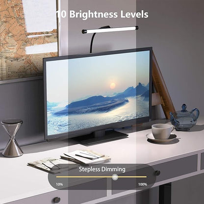 YOUKOYI LED Desk Lamp with Clamp, Flexible Gooseneck Arm Drafting Table Lamp, 10 Brightness Levels, 3 Color Modes, Can be Power by USB, 5W for Headboard, Workbench, Studio, Bedside Reading - Black