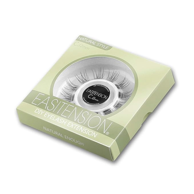DIY Eyelash Extension, Glue Bonded Band Individual Lash 12 Clusters Natural Lashes Set, Home Eyelash Extension, C curl Lashes Pack (12MM-Natural)