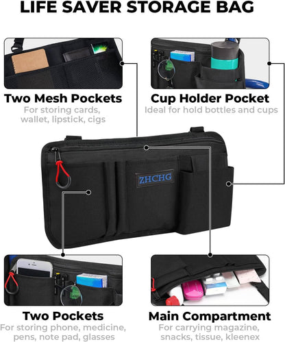 Wheelchair Side Bag with Cup Holder, Wheelchair Armrest Pouch Accessories for Walker, Rollator, Electric Scooter Wheelchairs, Ideal Gift for Mother's Day & Father's Day