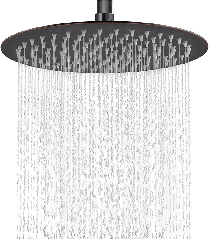 Midanya Round Rainfall Shower Head High Pressure Stainless Steel Waterfall Large Rain Shower Head Ultra Thin Design,Oil Rubbed Bronze 12 Inch