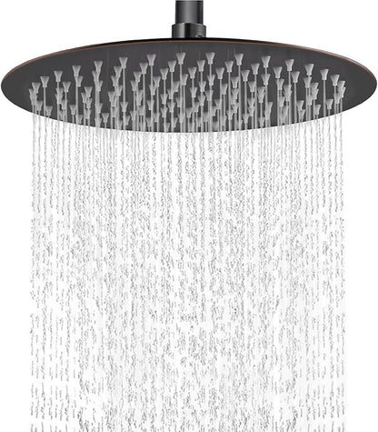Midanya Round Rainfall Shower Head High Pressure Stainless Steel Waterfall Large Rain Shower Head Ultra Thin Design,Oil Rubbed Bronze 12 Inch