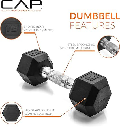 CAP Barbell Coated Hex Dumbbell Weight  Multiple Options