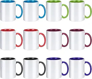 TANGLONG Sublimation Mugs 11 oz Sublimation Cups Bulk Coffee Mugs Tazas Para Sublimar 6 Assorted Colors Set of 12