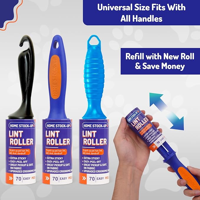 Lint Rollers for Pet Hair Extra Sticky Refills - Includes 420 Sheets6 Lint Roller Refills - Travel Size Pet Hair Roller Refills - Sticky Rollers for Pet Hair, Clothes, Furniture, Carpet etc