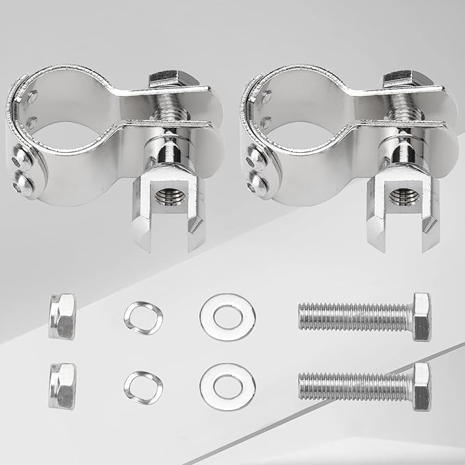 Motorcycle 1.25" Highway Footpegs Crash Bar Adjustable Clamps Mounts kit Chrome Compatible with Harley Touring Sportster Softail Road Glide Electra Glide Road King with 1 14 inch Engine Guard